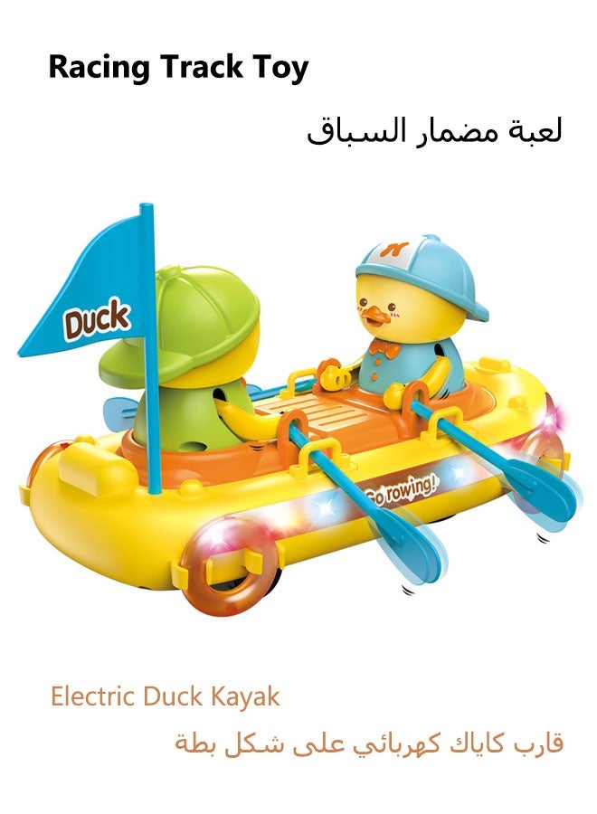 Track Toy,Race Car Toy,Duck Kayak,Kids Electric Playing Toy,Cute and Fun Sound & Light Duck Kayak with Moving Paddles, Rowing Boat Cute Duck Toy with Music Flashing Light - Image 1
